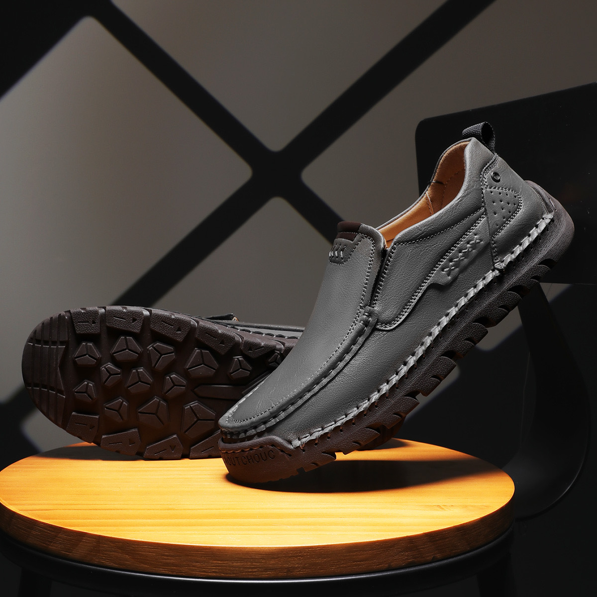 Mens Handcrafted Cowhide Orthopedic Loafers