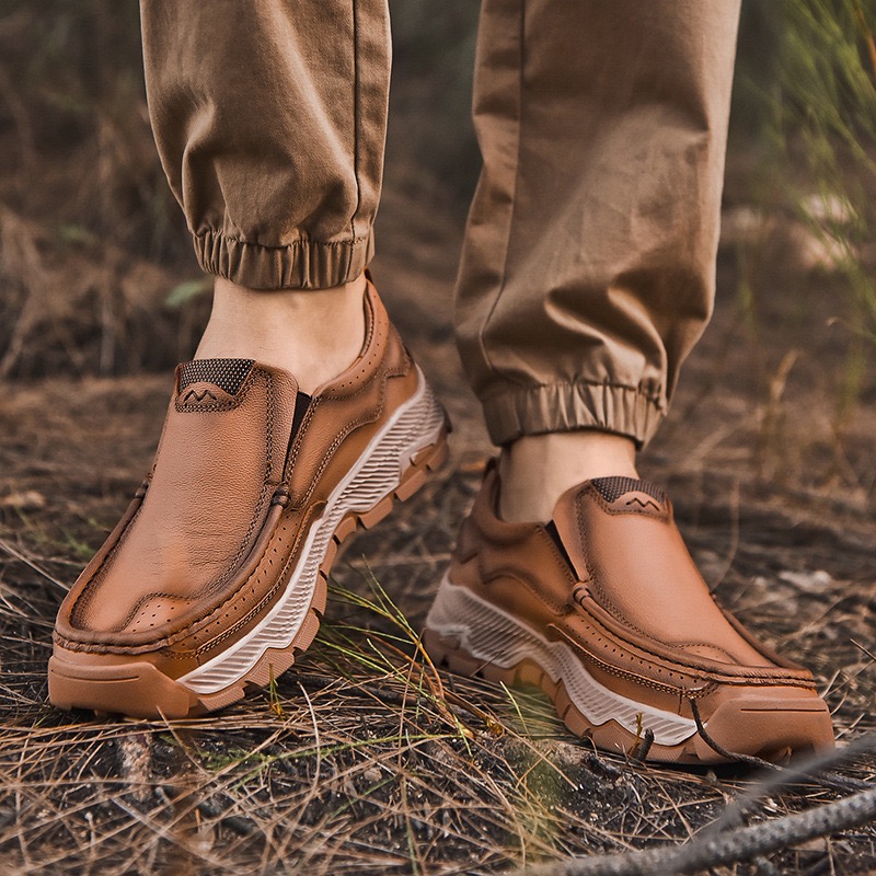 Mens handcrafted Genuine Leather Outdoor Loafers 