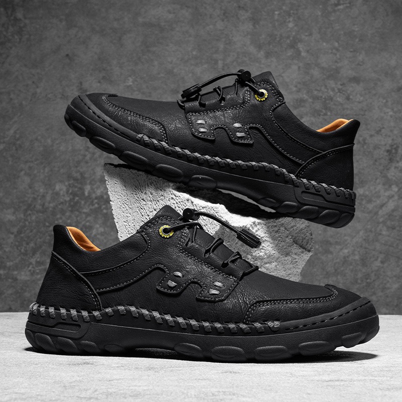 Mens Handmade Genuine Leather Orthopedic Outdoor Sneakers