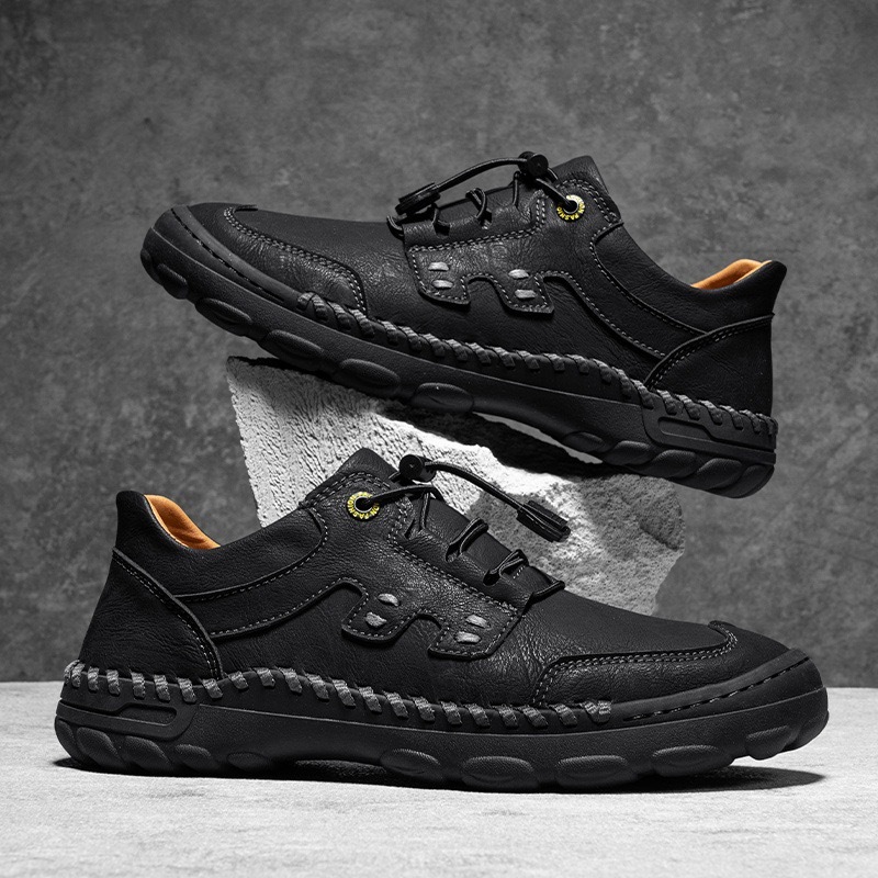 Mens Handmade Genuine Leather Orthopedic Outdoor Sneakers