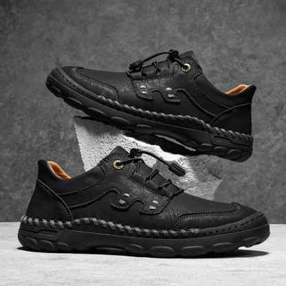 Mens Handmade Genuine Leather Orthopedic Outdoor Sneakers