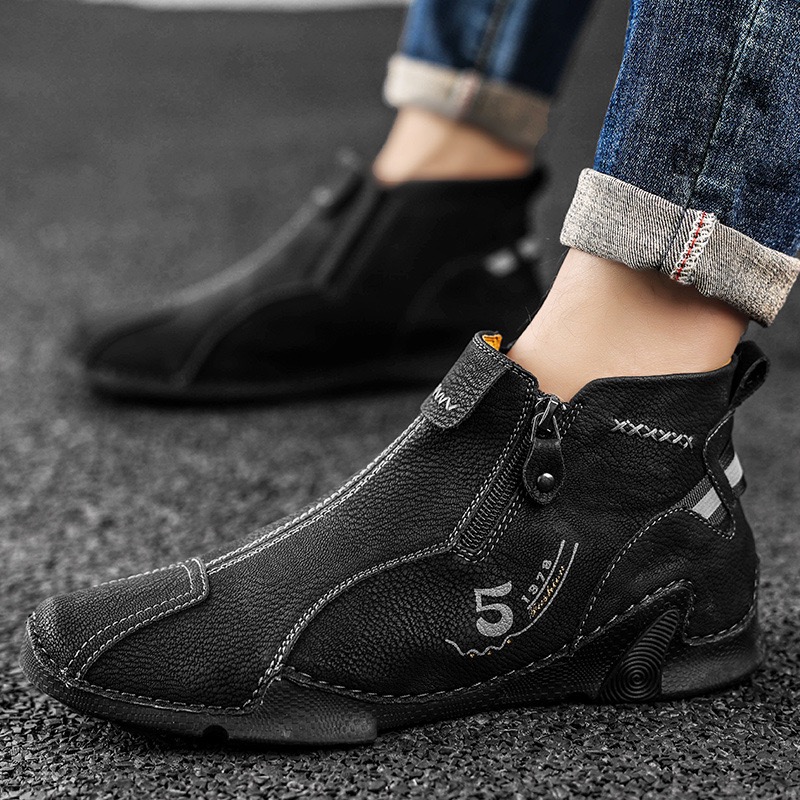 mens genuine leather orthopedic boots 