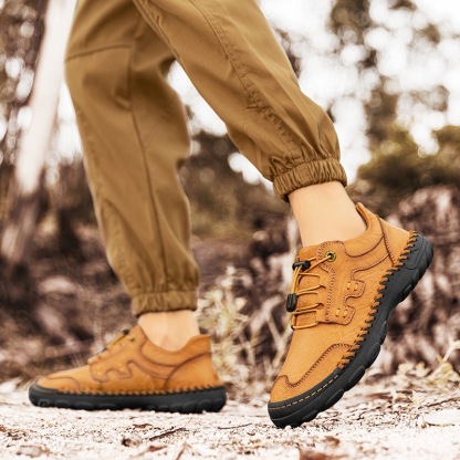 Mens Handmade Genuine Leather Orthopedic Outdoor Sneakers