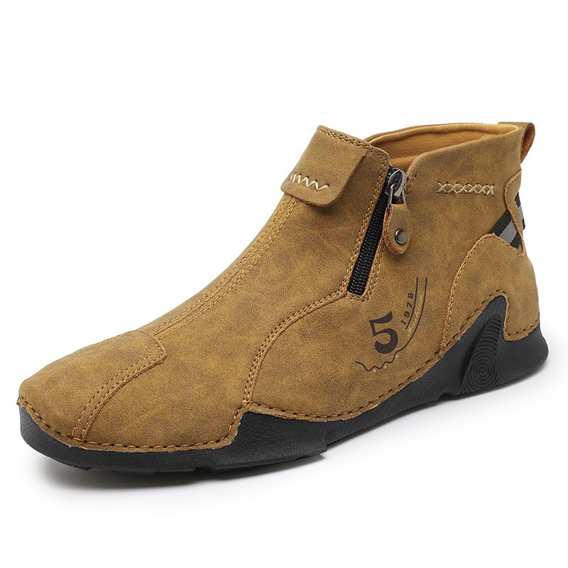 mens genuine leather orthopedic boots 