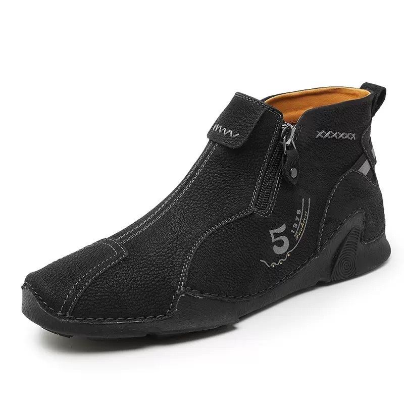 mens genuine leather orthopedic boots 