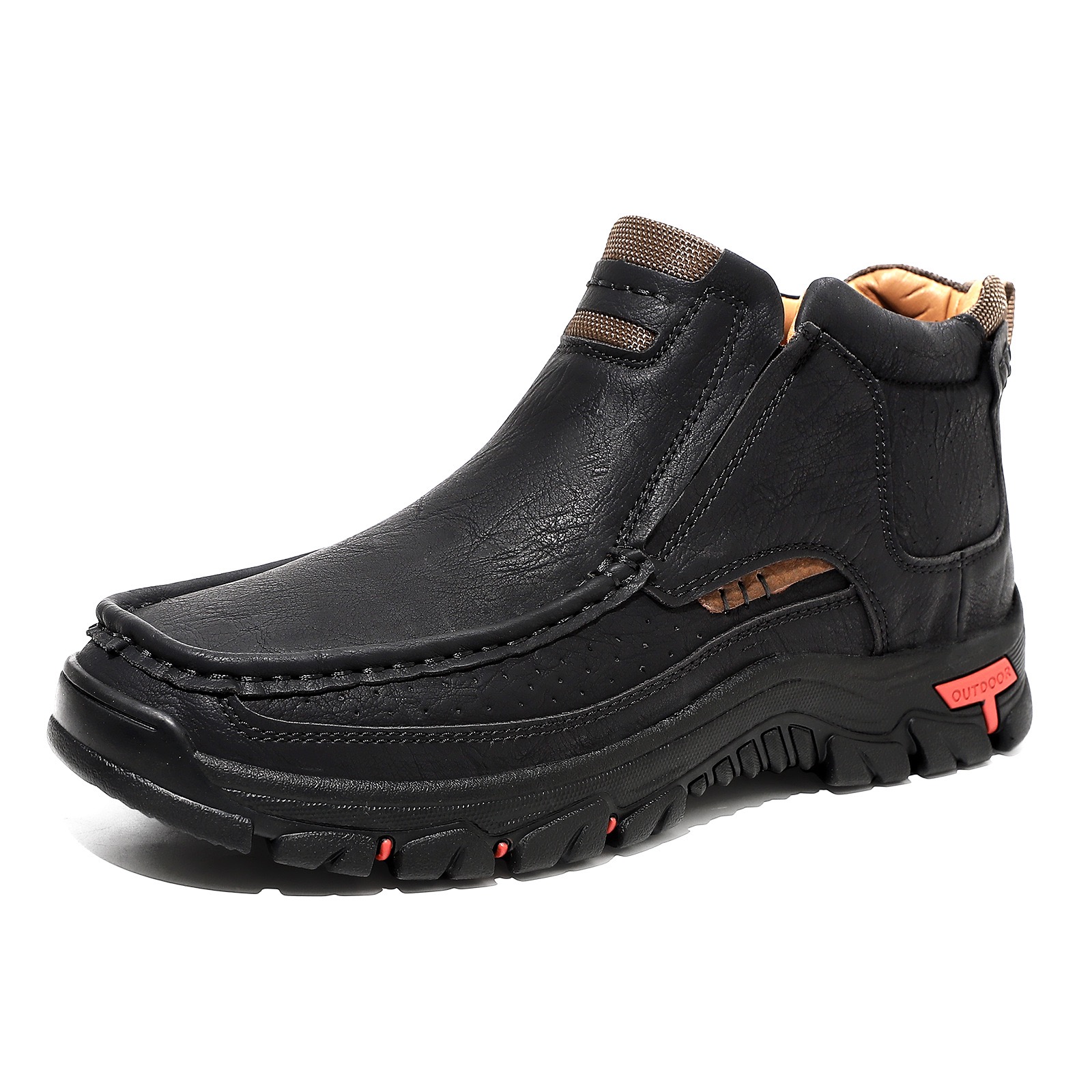 TREADVALE®Men’s Outdoor Hand Sewn Slip-On Full Grain Leather Boots