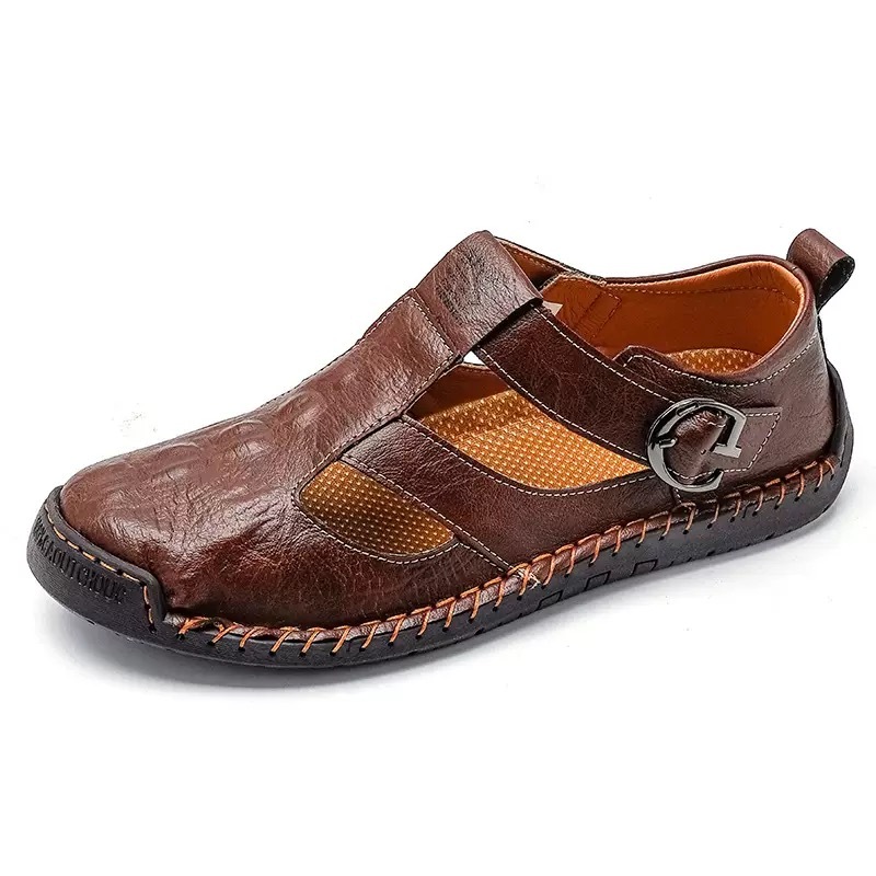 ⏰Last Day! 45% OFF  🔥MANTRAFF®Men's Handmade Genuine Leather Breathable Orthopedic Slip-on Sandals