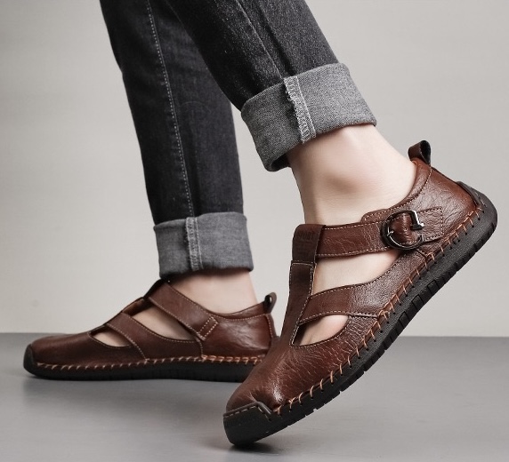 ⏰Last Day! 45% OFF  🔥MANTRAFF®Men's Handmade Genuine Leather Breathable Orthopedic Slip-on Sandals