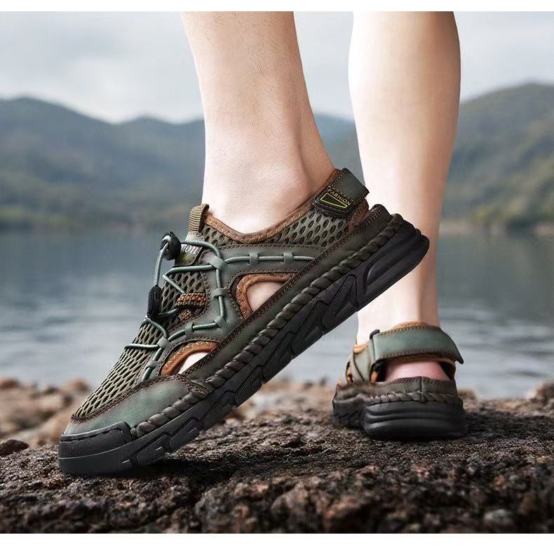 ⏰Last Day! 45% OFF  🔥VELTOE ®Men's Handmade Genuine Leather Breathable Orthopedic Slip-on Sandals