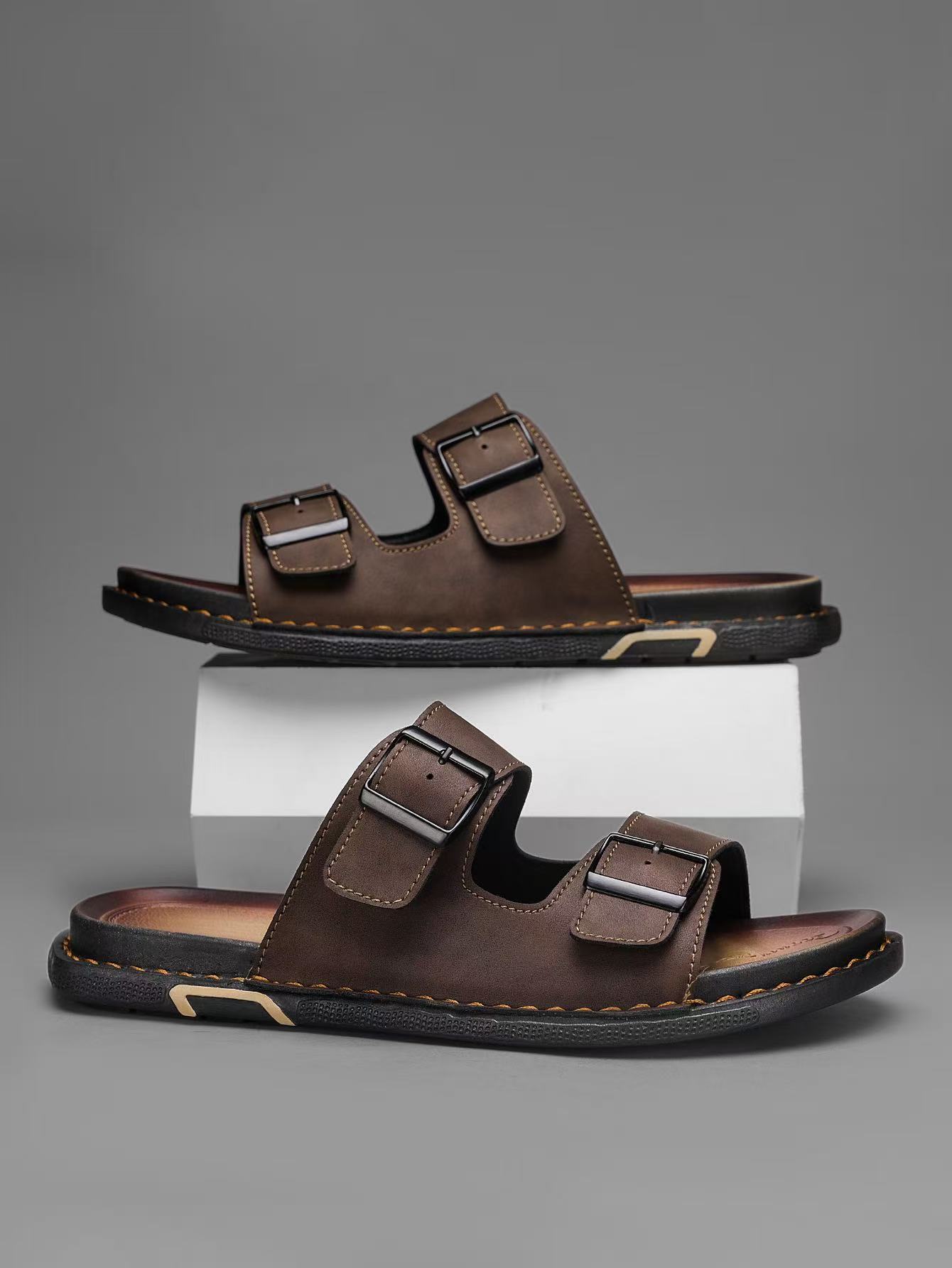 ⏰Last Day! 45% OFF  🔥VELTOE ®Men's Handmade Genuine Leather Breathable Orthopedic Slip-on Sandals