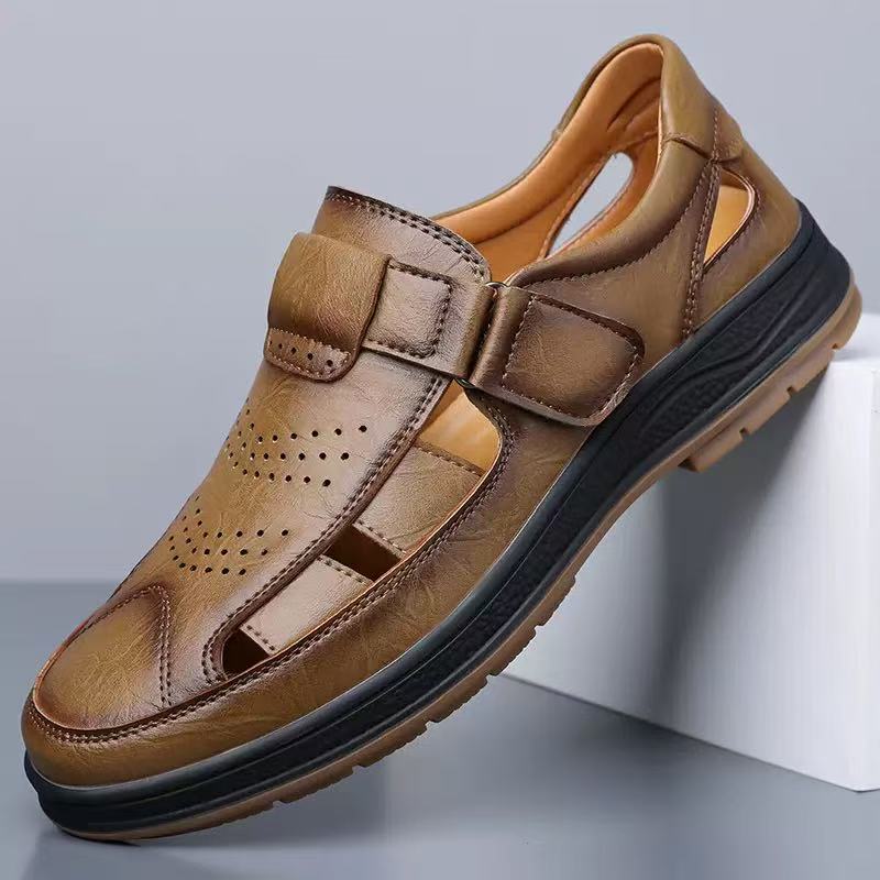 ⏰Last Day! 45% OFF  🔥MANTRAFF®Men's Handmade Genuine Leather Breathable Orthopedic Slip-on Sandals