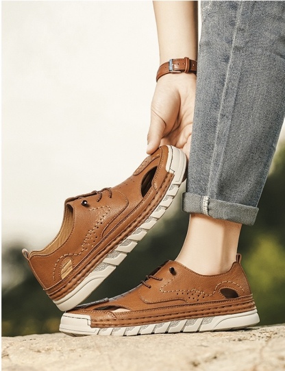 ⏰Last Day! 45% OFF 🔥VELTOE®Men's Handcrafted Cowhide Breathable Orthopedic Outdoor Sandals