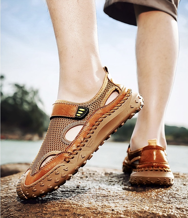 ⏰Last Day! 45% OFF 🔥HIKER®Men's Handcrafted Cowhide Mesh Breathable Orthopedic Outdoor Sandals