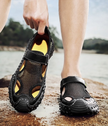 ⏰Last Day! 45% OFF 🔥HIKER®Men's Handcrafted Cowhide Mesh Breathable Orthopedic Outdoor Sandals