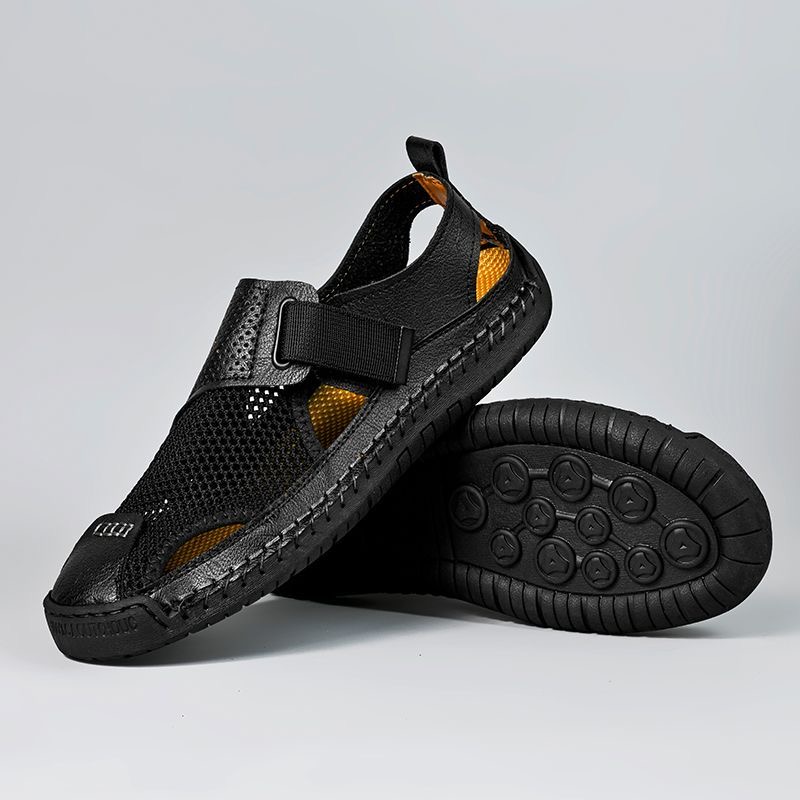 ⏰Last Day! 45% OFF 🔥MANTRAFF®Men's Handmade Genuine Leather Breathable Orthopedic Slip-on Sandals