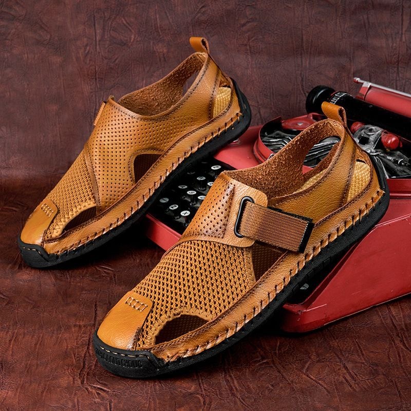 ⏰Last Day! 45% OFF  🔥MANTRAFF®Men's Handmade Genuine Leather Breathable Orthopedic Slip-on Sandals