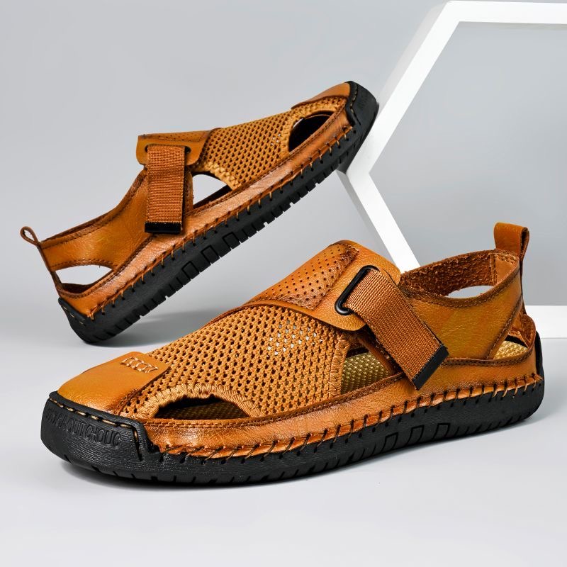 ⏰Last Day! 45% OFF  🔥MANTRAFF®Men's Handmade Genuine Leather Breathable Orthopedic Slip-on Sandals