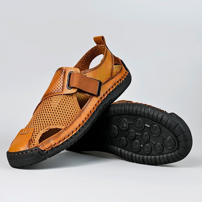 ⏰Last Day! 45% OFF 🔥MANTRAFF®Men's Handmade Genuine Leather Breathable Orthopedic Slip-on Sandals