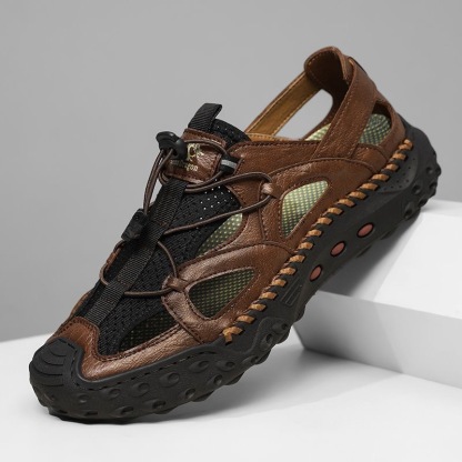 ⏰Last Day! 45% OFF  🔥MANTRAFF®Men's Handmade Genuine Leather Breathable Orthopedic Slip-on Sandals