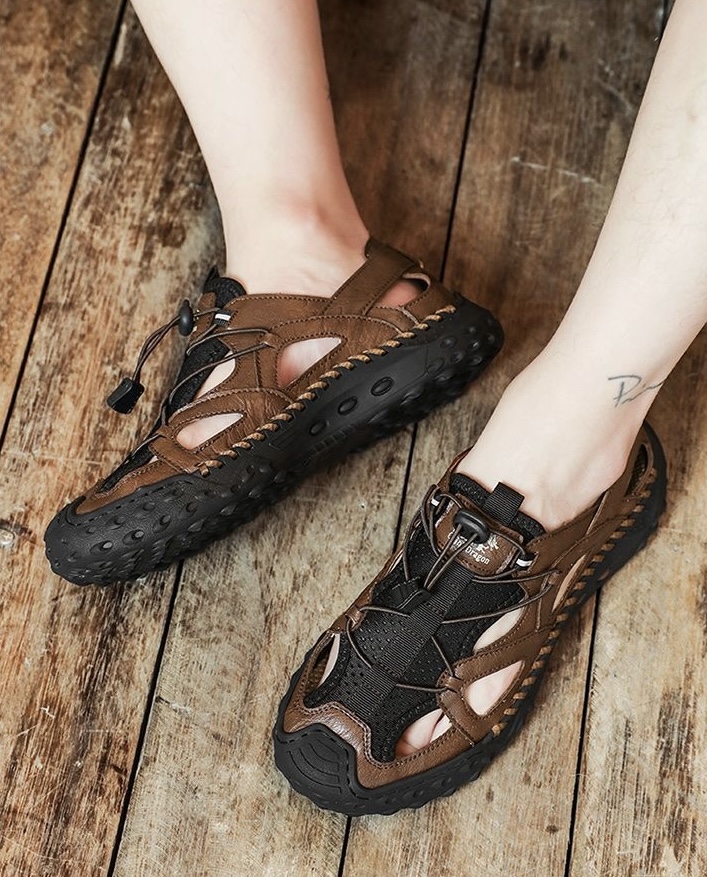 ⏰Last Day! 45% OFF  🔥MANTRAFF®Men's Handmade Genuine Leather Breathable Orthopedic Slip-on Sandals