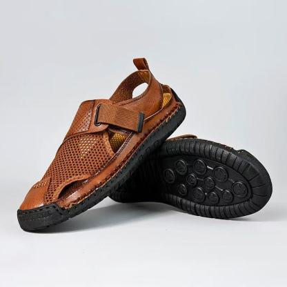 ⏰Last Day! 45% OFF  🔥MANTRAFF®Men's Handmade Genuine Leather Breathable Orthopedic Slip-on Sandals