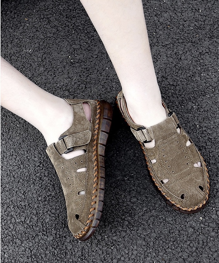 ⏰Last Day! 45% OFF  🔥MANTRAFF®Men's Handmade Genuine Leather Breathable Orthopedic Slip-on Sandals