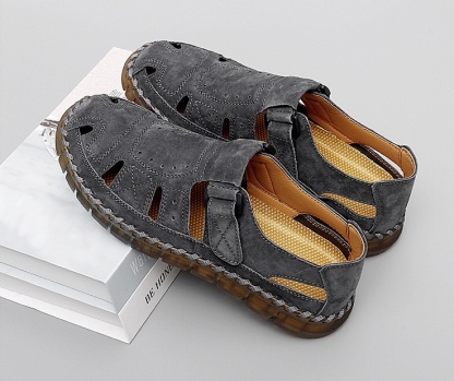 ⏰Last Day! 45% OFF  🔥VELTOE ®Men's Handmade Genuine Leather Breathable Orthopedic Slip-on Sandals