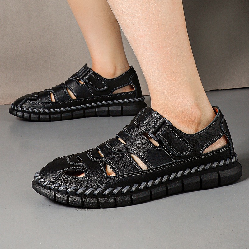 ⏰Last Day! 45% OFF  🔥MANTRAFF®Men's Handmade Genuine Leather Breathable Orthopedic Slip-on Sandals