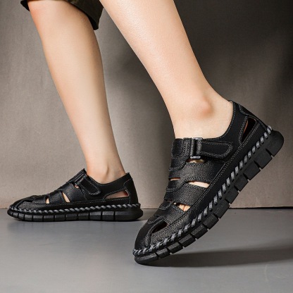 ⏰Last Day! 45% OFF  🔥MANTRAFF®Men's Handmade Genuine Leather Breathable Orthopedic Slip-on Sandals