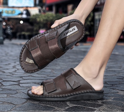 ⏰Last Day! 45% OFF  🔥MANTRAFF®Men's Handmade Genuine Leather Breathable Orthopedic Slip-on Sandals