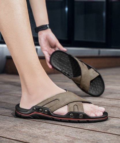 ⏰Last Day! 45% OFF  🔥MANTRAFF®Men's Handmade Genuine Leather Breathable Orthopedic Slip-on Sandals