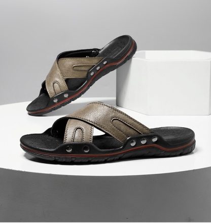 ⏰Last Day! 45% OFF  🔥MANTRAFF®Men's Handmade Genuine Leather Breathable Orthopedic Slip-on Sandals