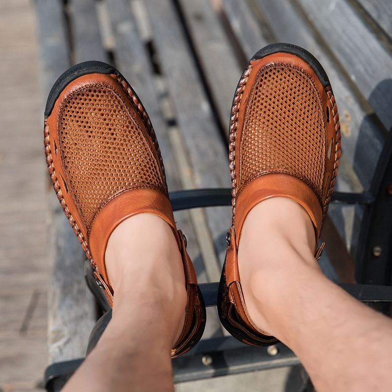 🔥 MANTRAFF®Men's Orthopedic Mules (Breathable Mesh and Genuine Leather)