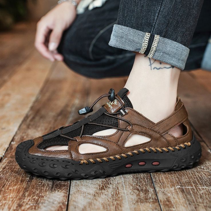 🔥 MANTRAFF®Men's Ultralight Genuine Leather Orthopedic Outdoor Casual Shoes
