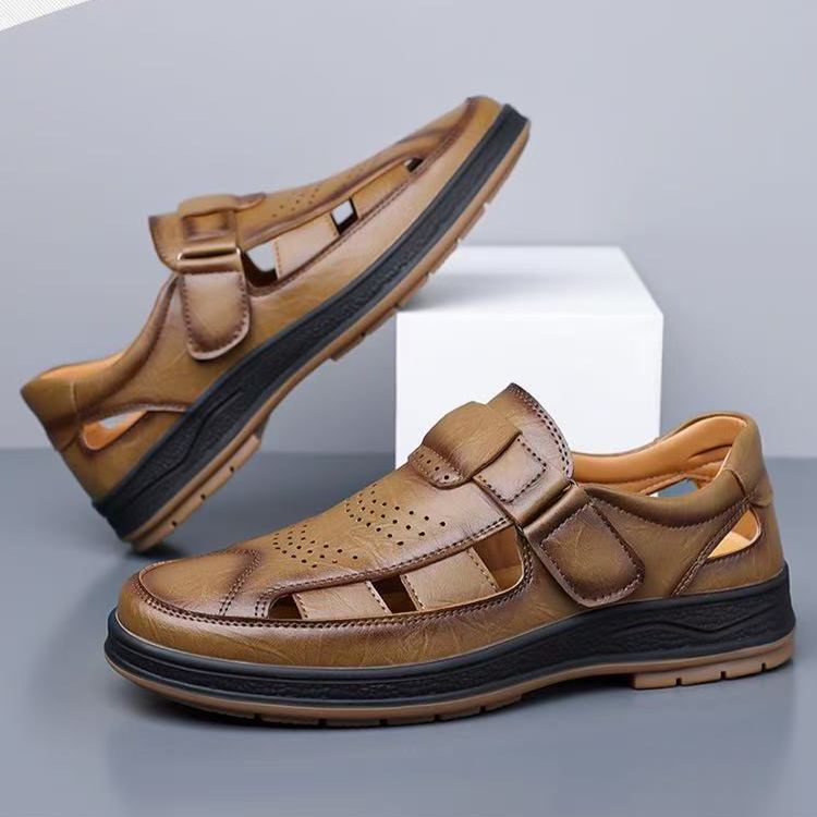 ⏰Last Day! 45% OFF  🔥MANTRAFF®Men's Handmade Genuine Leather Breathable Orthopedic Slip-on Sandals