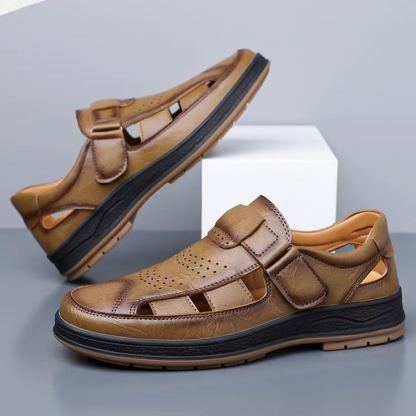 ⏰Last Day! 45% OFF  🔥MANTRAFF®Men's Handmade Genuine Leather Breathable Orthopedic Slip-on Sandals