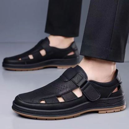 ⏰Last Day! 45% OFF  🔥MANTRAFF®Men's Handmade Genuine Leather Breathable Orthopedic Slip-on Sandals