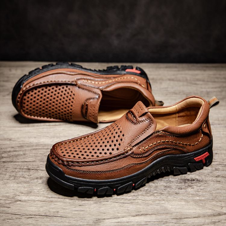 Men's Handcrafted Genuine Leather Perforated Casual Loafers