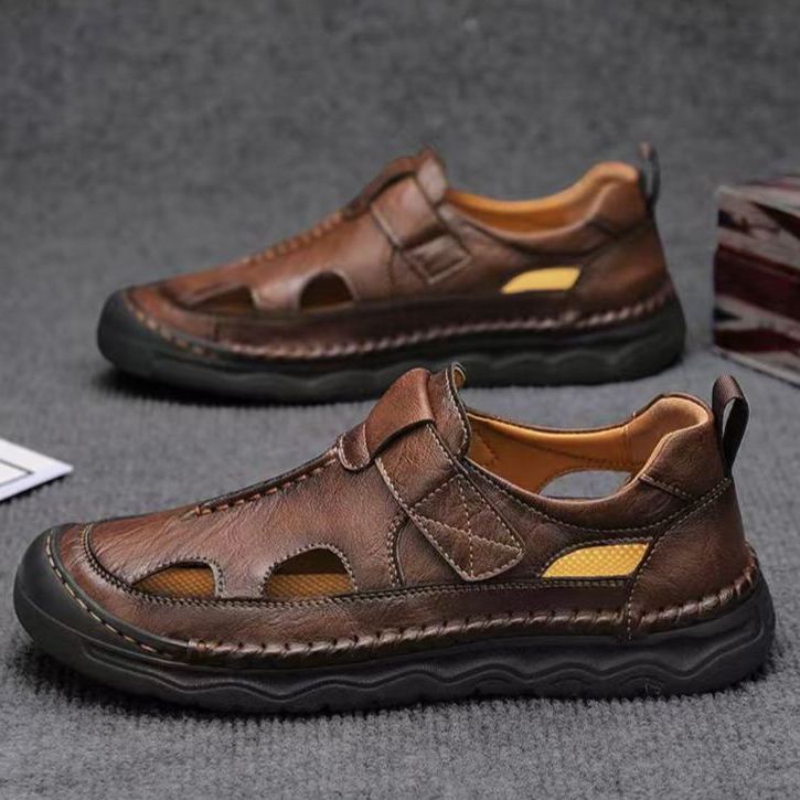 ⏰Last Day!45% OFF 🔥VELTOE®Men's Wide-Toe Genuine Leather Orthopedic Sandals