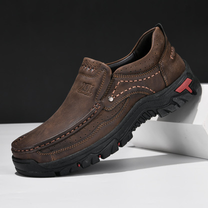 Men's Handcrafted Wide Toe Outdoor Loafers | Arch Support Leather Shoes