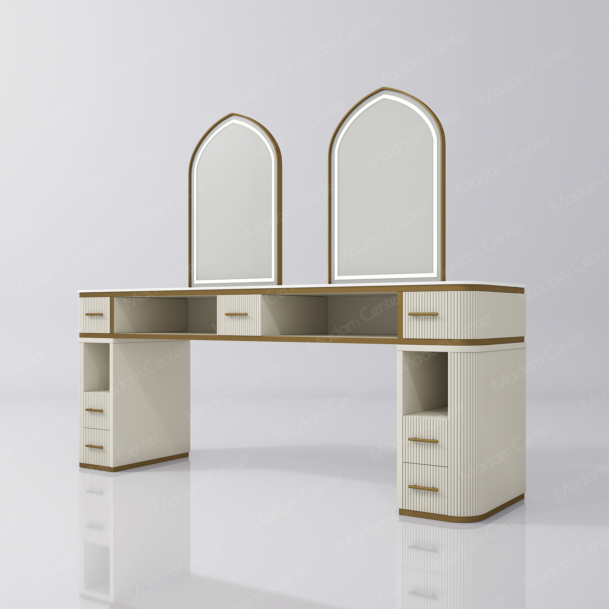 1112 Barber Mirror Station with LED Light-madamcenterOriginal Design,Barber Salon.,原创,Barber Salon