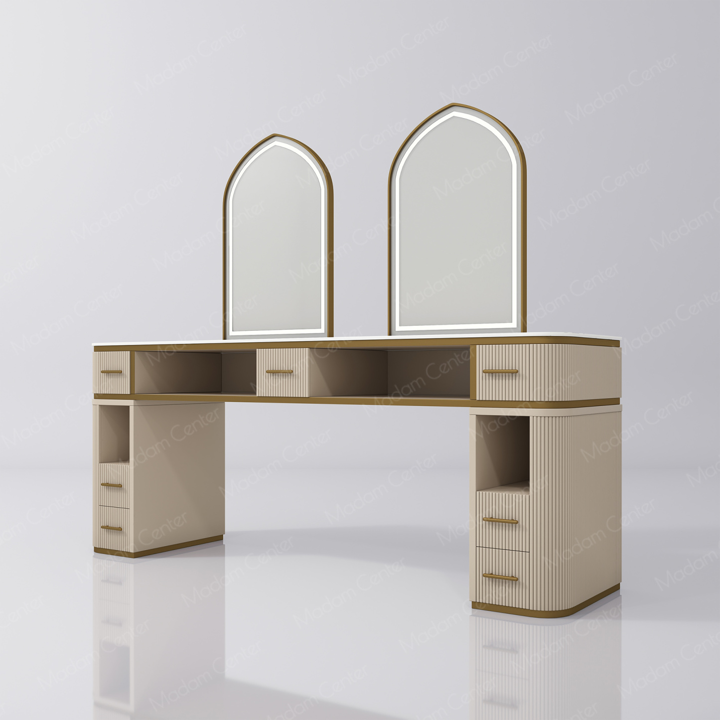 1112 Barber Mirror Station with LED Light-madamcenterOriginal Design,Barber Salon.,原创,Barber Salon