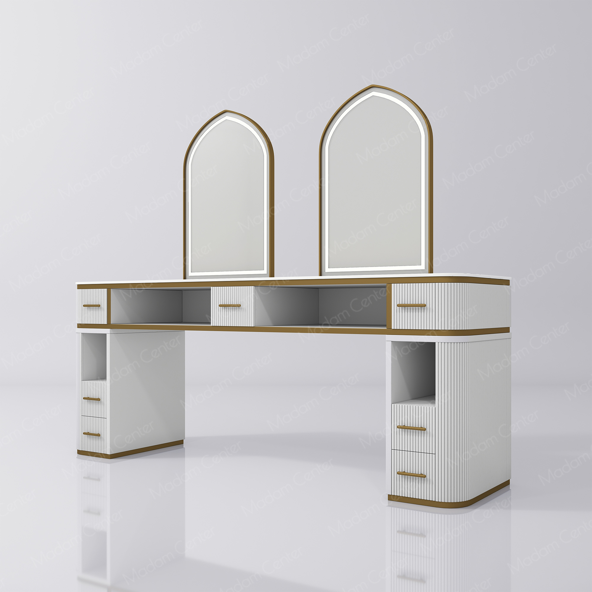 1112 Barber Mirror Station with LED Light-madamcenterOriginal Design,Barber Salon.,原创,Barber Salon