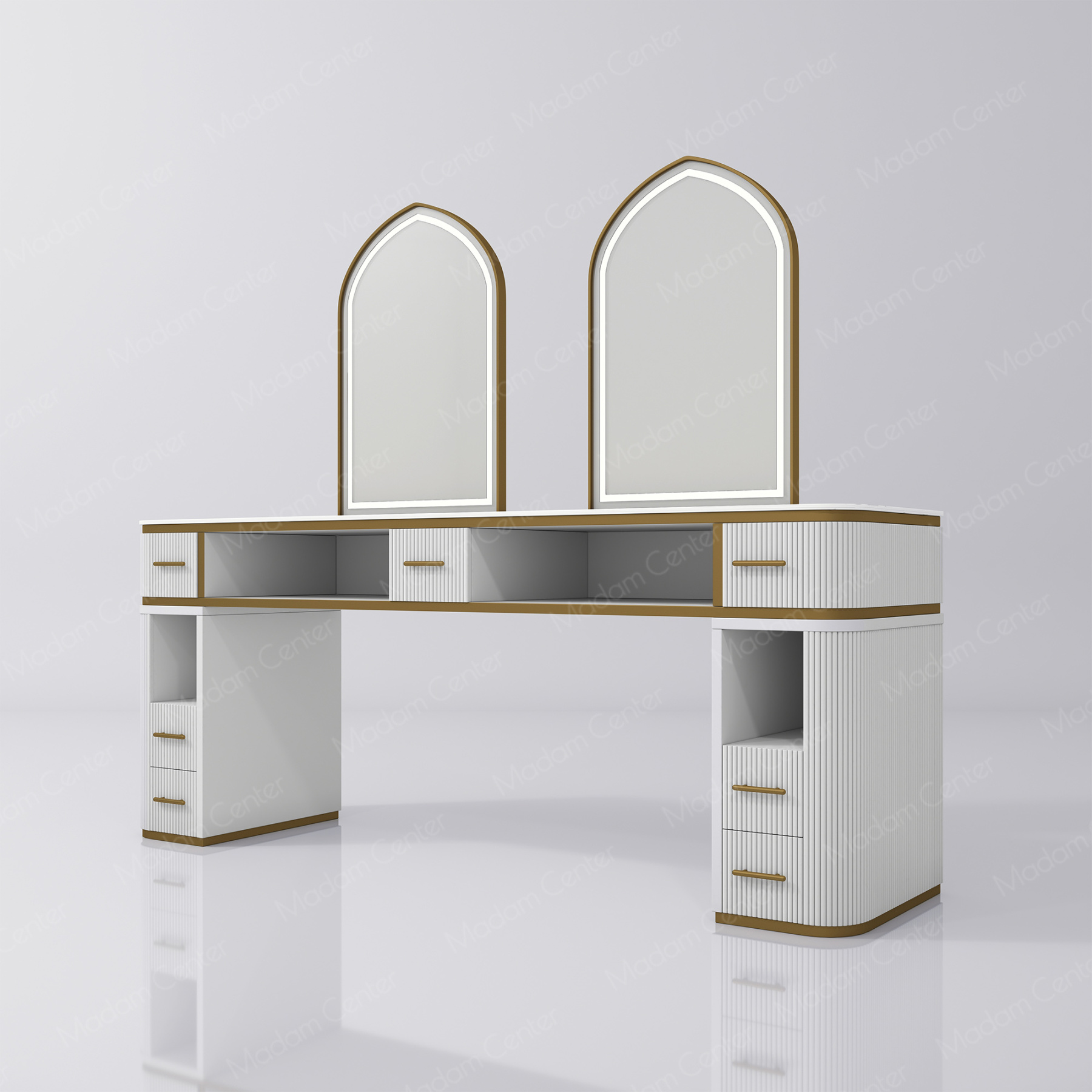 1112 Barber Mirror Station with LED Light-madamcenterOriginal Design,Barber Salon.,原创,Barber Salon