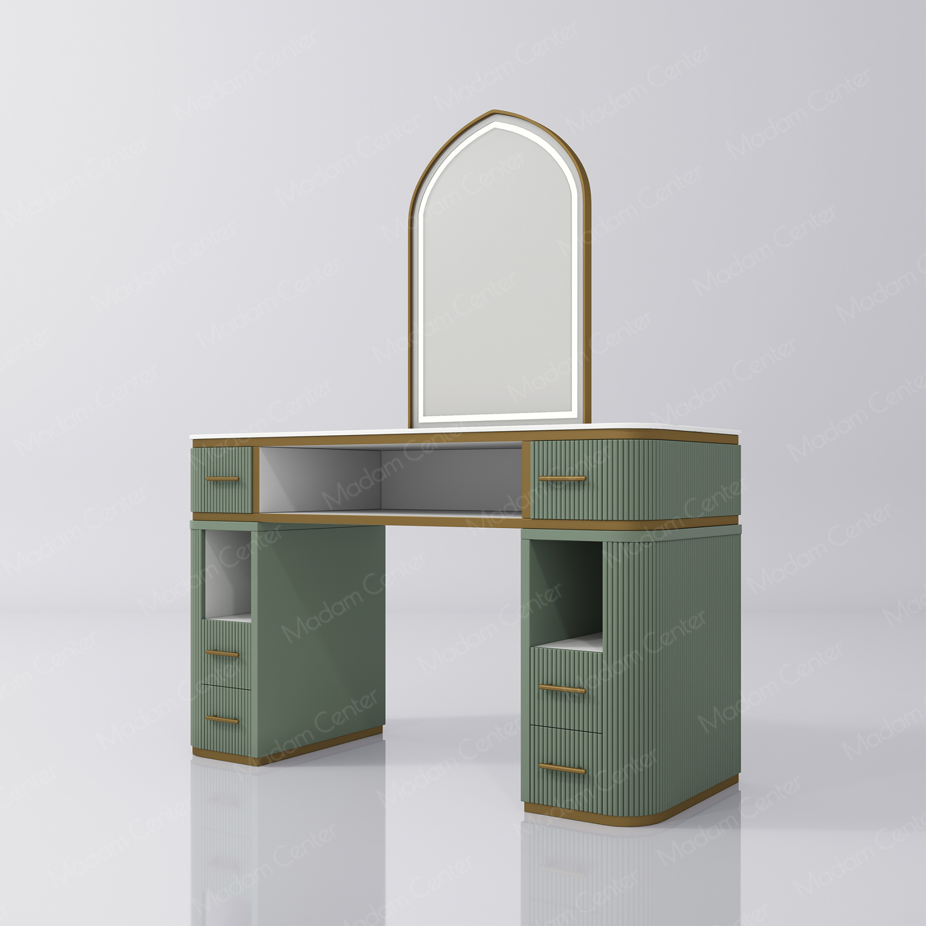 1112 Barber Mirror Station with LED Light-madamcenterOriginal Design,Barber Salon.,原创,Barber Salon