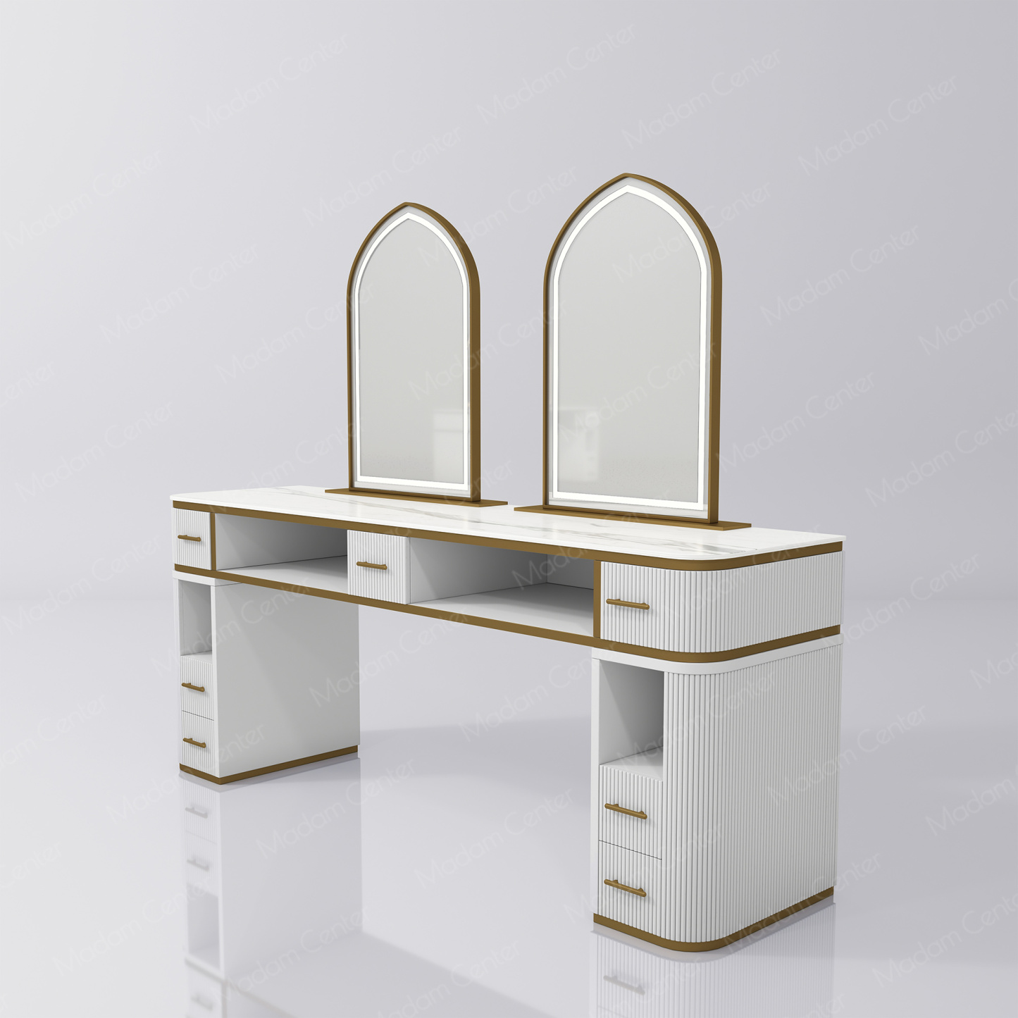 1112 Barber Mirror Station with LED Light-madamcenterOriginal Design,Barber Salon.,原创,Barber Salon