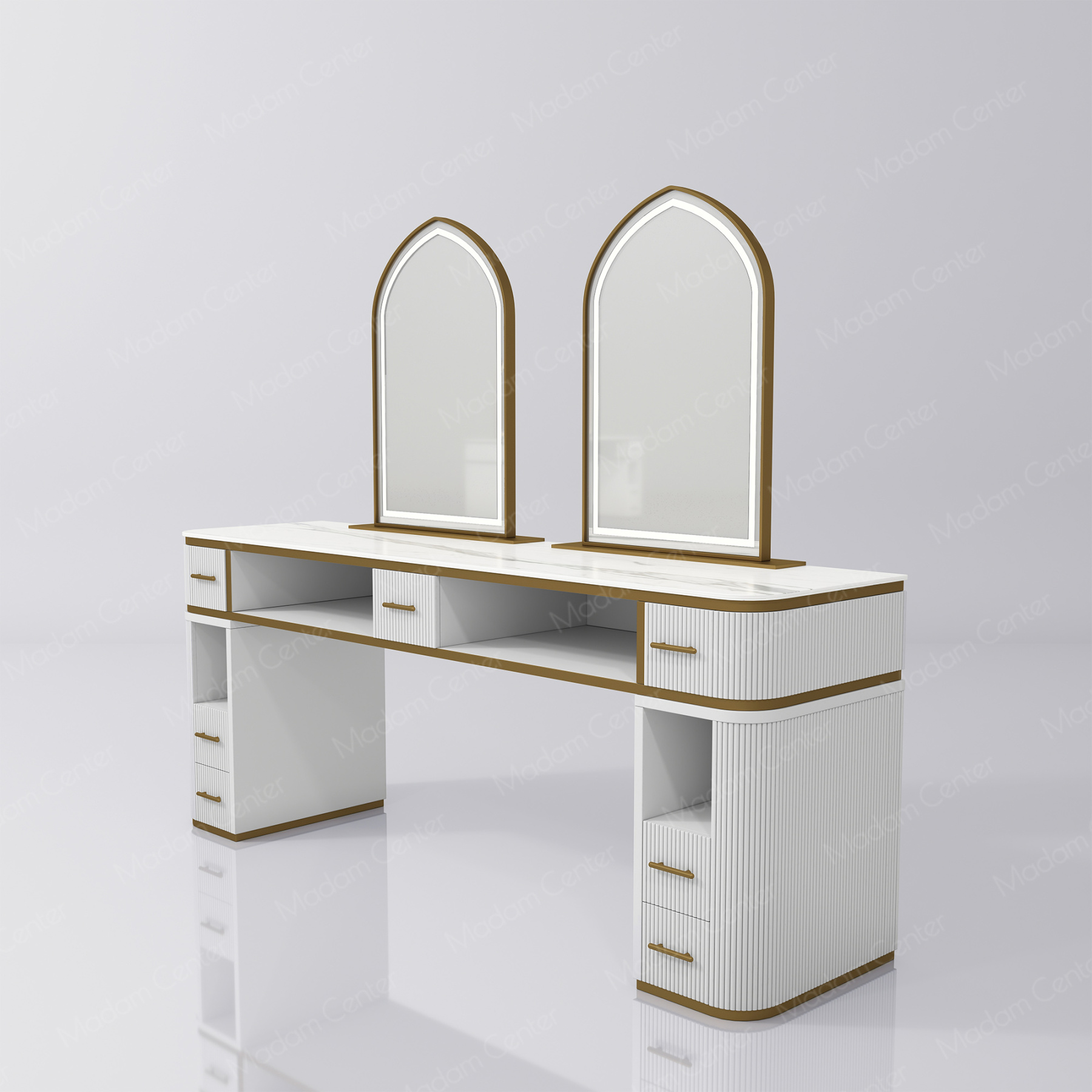 1112 Barber Mirror Station with LED Light-madamcenterOriginal Design,Barber Salon.,原创,Barber Salon