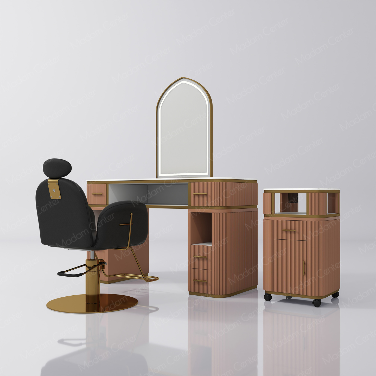 1112 Barber Mirror Station with LED Light-madamcenterOriginal Design,Barber Salon.,原创,Barber Salon