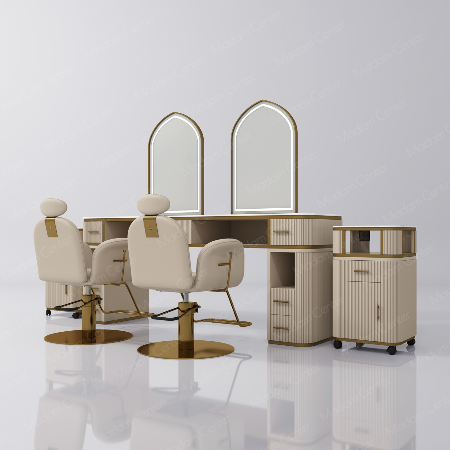 1112 Barber Mirror Station with LED Light-madamcenterOriginal Design,Barber Salon.,原创,Barber Salon