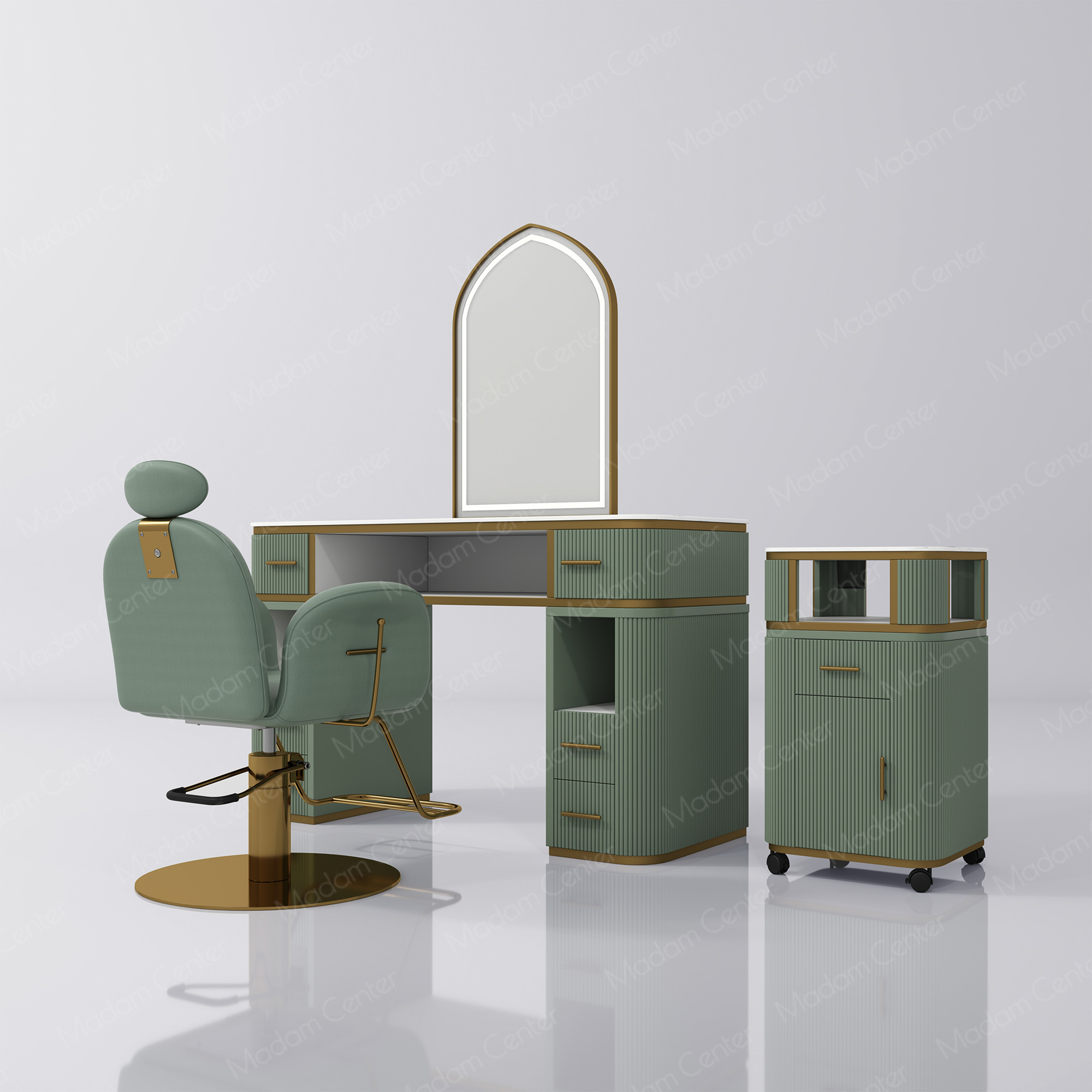 1112 Barber Mirror Station with LED Light-madamcenterOriginal Design,Barber Salon.,原创,Barber Salon